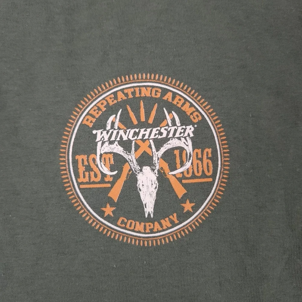 Mens Winchester Arms Company Skull Graphic Short Sleeve T-Shirt Large Green - Picture 7 of 7